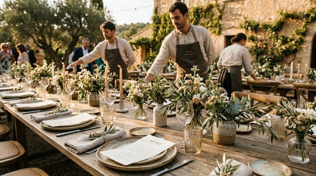 Mesa de boda decorada con detalles personalizados