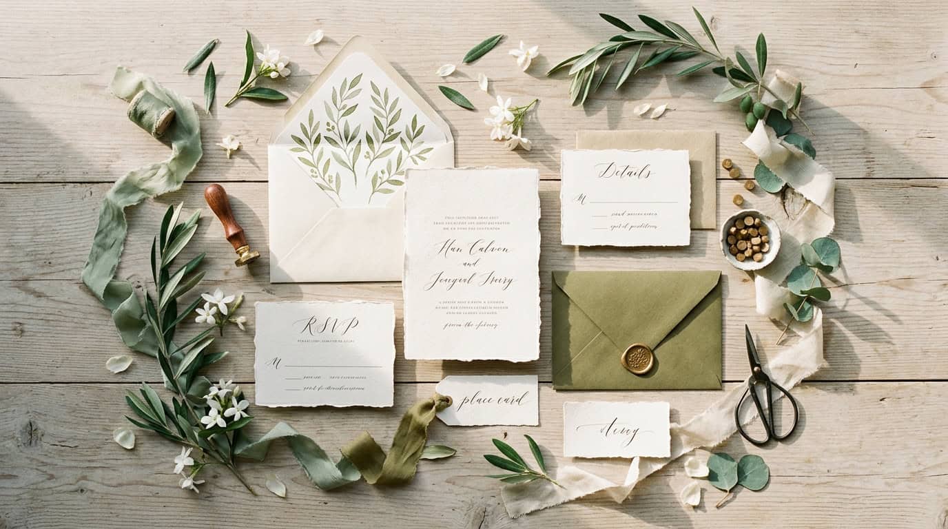 Papelería y detalles personalizados para una boda